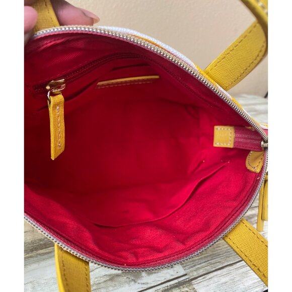 Dooney & Bourke Zip Zip Dome Satchel Sunflower Stripe Coated Canvas Purse - Picture 9 of 16